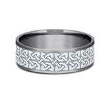 Celtic Knot Design Grey Tantalum and 14K White Gold Men's Ring 7.5mm
