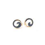 14k Yellow Gold Sapphire Wave Earrings