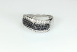 Curved Defiance White and Black Diamond Ring