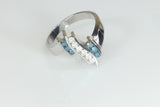 Artistic White and Blue Diamond Ring