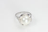 Solitaire Pearl Ring with Diamonds