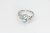 Two Tone Aquamarine and White Diamond Ring
