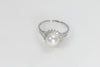 Pearl Solitaire with Diamond Halo Ring