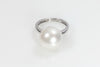 Raised Pearl Ring in White Gold
