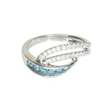 Stylish Blue Diamond and White Diamond Ring