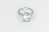 Aquamarine and White Diamond Ring