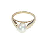 Delicate Pearl Ring in Yellow Gold