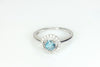 Blue Diamond Solitaire with White Diamond Halo