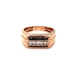 Rose Gold Natural Brown and White Diamond Men's Ring