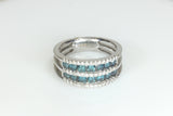 Channel set Double Row Blue and White Diamond Ring