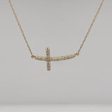 Yellow Gold Curved Cross Necklace