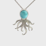 Larimar Octopus Pendant