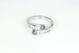 Unique Blue with White Diamond Ring