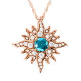 Large Rose Gold Caribbean Sun Necklace with Blue Diamond