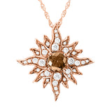 Large Rose Gold Caribbean Sun Necklace with Natural Brown Diamonds