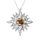 Large White Gold Caribbean Sun Necklace with Natural Brown Diamonds