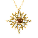 Large Yellow Gold Caribbean Sun Necklace with Natural Brown Diamonds