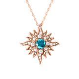 Midsize Rose Gold Caribbean Sun Necklace with Blue Diamond