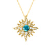 Midsize Yellow Gold Caribbean Sun Necklace with Blue Diamonds