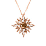 Midsize Rose Gold Caribbean Sun Necklace with Natural Brown Diamonds