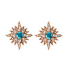 14 Karat Rose Gold Caribbean Sun Earrings with Blue Diamonds