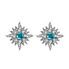 14 Karat White Gold Caribbean Sun Earrings with Blue Diamonds