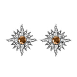 14 Karat White Gold Caribbean Sun Earrings with Natural Brown Diamonds