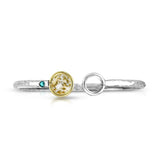 Eve Bangle Golden Quartz Sterling Silver Yellow Gold and Blue Diamond