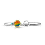 Eve Bangle Ammolite Sterling Silver Yellow Gold and Blue Diamond