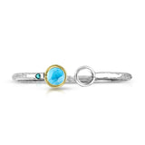 Eve Bangle Larimar Sterling Silver Yellow Gold and Blue Diamond