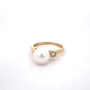 14 Karat Gold Pearl and Diamond Duet Ring