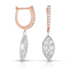 14K gold and white diamond dangle earrings, stunning 1.18 total carat weight.