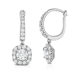 14K Gold and White Diamond Dangle Earrings, 0.88 carat