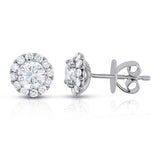 14K gold and white diamond stud earrings, stunning 1.36 total carat weight.