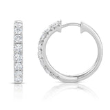 14K gold and white diamond hoop earrings, stunning 0.96 total carat weight.
