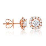 14K gold and white diamond stud earrings, stunning 1.14 total carat weight.