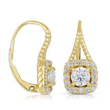14K gold and white diamond hoop earrings, stunning 1.1 total carat weight.