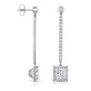 Platinum white diamond dangle earrings, stunning 7.42 total carat weight.