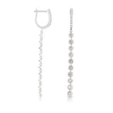 14K gold and white diamond dangle earrings, stunning 4 total carat weight.