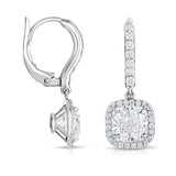 18K gold and white diamond dangle earrings, stunning 2.52 total carat weight.