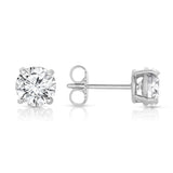 14K gold and white diamond stud earrings, stunning 1.92 total carat weight.
