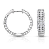 14K gold and white diamond hoop earrings, stunning 2.78 total carat weight.