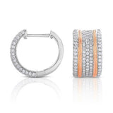 14K two tone gold and white diamond hoop earrings, stunning 1.01 total carat weight.