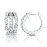 14K gold and white diamond hoop earrings, stunning 2.02 total carat weight.