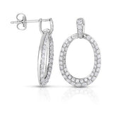 14K gold and white diamond dangle earrings, stunning 1.46 total carat weight.