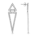 14K gold and white diamond dangle earrings, stunning 3.42 total carat weight.