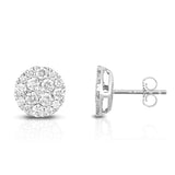 14K White Gold and White Diamond Stud Earrings -1.45 Carats