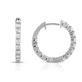 14K gold and white diamond hoop earrings, stunning 3.12 total carat weight.