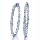 14K gold and white diamond hoop earrings, stunning 3.08 total carat weight.