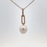 14 Karat White Gold Link Pearl Necklace